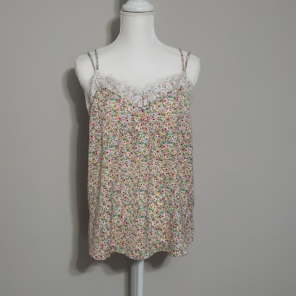 NWT Entro Floral Cami with Lace+Adjustable Straps - Picture 3 of 13